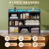 imageWLIVE Dresser for Bedroom with 8 Drawers Wide Fabric Dresser for Storage and Organization Chest of Drawers Dressers for Living Room Closet Hallway Dark GreyBlack