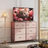 imageWLIVE Dresser for Bedroom with 8 Drawers Wide Fabric Dresser for Storage and Organization Chest of Drawers Dressers for Living Room Closet Hallway Dark GreyPink