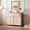 imageWLIVE Dresser for Bedroom with 8 Drawers Wide Fabric Dresser for Storage and Organization Chest of Drawers Dressers for Living Room Closet Hallway Dark GreyPink