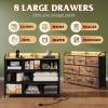 imageWLIVE Dresser for Bedroom with 8 Drawers Wide Fabric Dresser for Storage and Organization Chest of Drawers Dressers for Living Room Closet Hallway Dark GreyRustic Brown Wood Grain Print