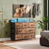 imageWLIVE Dresser for Bedroom with 8 Drawers Wide Fabric Dresser for Storage and Organization Chest of Drawers Dressers for Living Room Closet Hallway Dark GreyRustic Brown Wood Grain Print