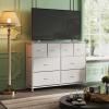 imageWLIVE Dresser for Bedroom with 8 Drawers Wide Fabric Dresser for Storage and Organization Chest of Drawers Dressers for Living Room Closet Hallway Dark GreyWhite