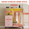 imageWLIVE Dresser for Bedroom with Clothes Rack 3 Drawer Dresser with LED Lights ampamp Charging Station Fabric Dressers ampamp Chest of Drawers Storage Organizer with Open Shelves for Closet Living Room PinkPink
