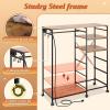 imageWLIVE Dresser for Bedroom with Clothes Rack 3 Drawer Dresser with LED Lights ampamp Charging Station Fabric Dressers ampamp Chest of Drawers Storage Organizer with Open Shelves for Closet Living Room PinkRustic Brown Wood Grain Print