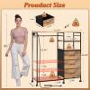 imageWLIVE Dresser for Bedroom with Clothes Rack 3 Drawer Dresser with LED Lights ampamp Charging Station Fabric Dressers ampamp Chest of Drawers Storage Organizer with Open Shelves for Closet Living Room PinkRustic Brown Wood Grain Print