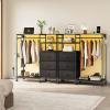 imageWLIVE Dresser for Bedroom with Clothes Rack 3 Drawer Dresser with LED Lights ampamp Charging Station Fabric Dressers ampamp Chest of Drawers Storage Organizer with Open Shelves for Closet Living Room PinkBlack