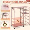 imageWLIVE Dresser for Bedroom with Clothes Rack 3 Drawer Dresser with LED Lights ampamp Charging Station Fabric Dressers ampamp Chest of Drawers Storage Organizer with Open Shelves for Closet Living Room PinkPink