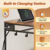 imageWLIVE Dresser for Bedroom with Clothes Rack 3 Drawer Dresser with LED Lights ampamp Charging Station Fabric Dressers ampamp Chest of Drawers Storage Organizer with Open Shelves for Closet Living Room PinkRustic Brown Wood Grain Print