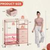imageWLIVE Dresser for Bedroom with Clothes Rack 3 Drawer Dresser with LED Lights ampamp Charging Station Fabric Dressers ampamp Chest of Drawers Storage Organizer with Open Shelves for Closet Living Room PinkPink