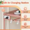 imageWLIVE Dresser for Bedroom with Clothes Rack 3 Drawer Dresser with LED Lights ampamp Charging Station Fabric Dressers ampamp Chest of Drawers Storage Organizer with Open Shelves for Closet Living Room PinkPink