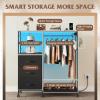 imageWLIVE Dresser for Bedroom with Clothes Rack 3 Drawer Dresser with LED Lights ampamp Charging Station Fabric Dressers ampamp Chest of Drawers Storage Organizer with Open Shelves for Closet Living Room PinkBlack