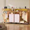 imageWLIVE Dresser for Bedroom with Clothes Rack 3 Drawer Dresser with LED Lights ampamp Charging Station Fabric Dressers ampamp Chest of Drawers Storage Organizer with Open Shelves for Closet Living Room PinkPink