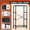 imageWLIVE Dresser with 3 Drawers Fabric Nightstand Organizer Unit Storage Dresser for Bedroom Hallway Entryway Closets Sturdy Steel Frame Wood Top Easy Pull Handle Dark GreyCharcoal Black Wood Grain Print