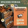imageWLIVE Dresser with 3 Drawers Fabric Nightstand Organizer Unit Storage Dresser for Bedroom Hallway Entryway Closets Sturdy Steel Frame Wood Top Easy Pull Handle Dark GreyRustic Brown Wood Grain Print