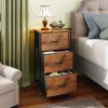 imageWLIVE Dresser with 3 Drawers Fabric Nightstand Organizer Unit Storage Dresser for Bedroom Hallway Entryway Closets Sturdy Steel Frame Wood Top Easy Pull Handle Dark GreyRustic Brown Wood Grain Print