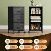 imageWLIVE Dresser with 3 Drawers Fabric Nightstand Organizer Unit Storage Dresser for Bedroom Hallway Entryway Closets Sturdy Steel Frame Wood Top Easy Pull Handle Dark GreyCharcoal Black Wood Grain Print
