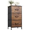 imageWLIVE Dresser with 3 Drawers Fabric Nightstand Organizer Unit Storage Dresser for Bedroom Hallway Entryway Closets Sturdy Steel Frame Wood Top Easy Pull Handle Dark GreyRustic Brown Wood Grain Print