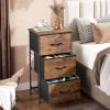 imageWLIVE Dresser with 3 Drawers Fabric Nightstand Organizer Unit Storage Dresser for Bedroom Hallway Entryway Closets Sturdy Steel Frame Wood Top Easy Pull Handle Dark GreyRustic Brown Wood Grain Print