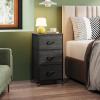 imageWLIVE Dresser with 3 Drawers Fabric Nightstand Organizer Unit Storage Dresser for Bedroom Hallway Entryway Closets Sturdy Steel Frame Wood Top Easy Pull Handle Dark GreyCharcoal Black Wood Grain Print