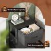 imageWLIVE Dresser with 3 Drawers Fabric Nightstand Organizer Unit Storage Dresser for Bedroom Hallway Entryway Closets Sturdy Steel Frame Wood Top Easy Pull Handle Dark GreyCharcoal Black