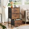 imageWLIVE Dresser with 3 Drawers Fabric Nightstand Organizer Unit Storage Dresser for Bedroom Hallway Entryway Closets Sturdy Steel Frame Wood Top Easy Pull Handle Dark GreyRustic Brown Wood Grain Print