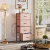 imageWLIVE Dresser with 4 Drawers Fabric Storage Tower Organizer Unit for Bedroom Hallway Entryway Closets Sturdy Steel Frame Wood Top Easy Pull Handle Rustic Brown Wood Grain PrintPink