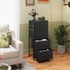 imageWLIVE Dresser with 4 Drawers Fabric Storage Tower Organizer Unit for Bedroom Hallway Entryway Closets Sturdy Steel Frame Wood Top Easy Pull Handle Rustic Brown Wood Grain PrintCharcoal Black