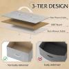 imageWLIVE Dresser with 4 Drawers Fabric Storage Tower Organizer Unit for Bedroom Hallway Entryway Closets Sturdy Steel Frame Wood Top Easy Pull Handle Rustic Brown Wood Grain PrintLight Grey
