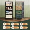 imageWLIVE Dresser with 4 Drawers Fabric Storage Tower Organizer Unit for Bedroom Hallway Entryway Closets Sturdy Steel Frame Wood Top Easy Pull Handle Rustic Brown Wood Grain PrintFloral Painted