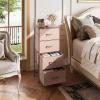 imageWLIVE Dresser with 4 Drawers Fabric Storage Tower Organizer Unit for Bedroom Hallway Entryway Closets Sturdy Steel Frame Wood Top Easy Pull Handle Rustic Brown Wood Grain PrintPink