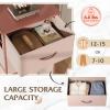 imageWLIVE Dresser with 4 Drawers Fabric Storage Tower Organizer Unit for Bedroom Hallway Entryway Closets Sturdy Steel Frame Wood Top Easy Pull Handle Rustic Brown Wood Grain PrintPink