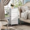 imageWLIVE Dresser with 4 Drawers Fabric Storage Tower Organizer Unit for Bedroom Hallway Entryway Closets Sturdy Steel Frame Wood Top Easy Pull Handle Rustic Brown Wood Grain PrintWhite