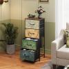 imageWLIVE Dresser with 4 Drawers Fabric Storage Tower Organizer Unit for Bedroom Hallway Entryway Closets Sturdy Steel Frame Wood Top Easy Pull Handle Rustic Brown Wood Grain PrintFloral Painted