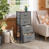 imageWLIVE Dresser with 4 Drawers Fabric Storage Tower Organizer Unit for Bedroom Hallway Entryway Closets Sturdy Steel Frame Wood Top Easy Pull Handle Rustic Brown Wood Grain PrintDark Grey