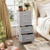 imageWLIVE Dresser with 4 Drawers Fabric Storage Tower Organizer Unit for Bedroom Hallway Entryway Closets Sturdy Steel Frame Wood Top Easy Pull Handle Rustic Brown Wood Grain PrintLight Grey