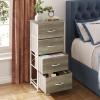 imageWLIVE Dresser with 4 Drawers Storage Tower Organizer Unit Fabric Dresser for Bedroom Hallway Entryway Closets Sturdy Steel Frame Wood Top Easy Pull Handle Greige Oak