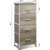 imageWLIVE Dresser with 4 Drawers Storage Tower Organizer Unit Fabric Dresser for Bedroom Hallway Entryway Closets Sturdy Steel Frame Wood Top Easy Pull Handle Greige Oak