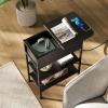 imageWLIVE End Table with Charging Station Flip Top Side Table with Storage Shelf Sofa Couch Table with USB Ports and Outlets Narrow Bedside Table for Living Room Bedroom 1181quotD x 2362quotW x 2433quotHBlack