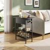 imageWLIVE End Table with Charging Station Flip Top Side Table with Storage Shelf Sofa Couch Table with USB Ports and Outlets Narrow Bedside Table for Living Room Bedroom 1181quotD x 2362quotW x 2433quotHBlack