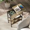 imageWLIVE End Table with Charging Station Flip Top Side Table with Storage Shelf Sofa Couch Table with USB Ports and Outlets Narrow Bedside Table for Living Room Bedroom 1181quotD x 2362quotW x 2433quotHGreige