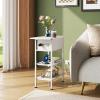 imageWLIVE End Table with Charging Station Flip Top Side Table with Storage Shelf Sofa Couch Table with USB Ports and Outlets Narrow Bedside Table for Living Room Bedroom 1181quotD x 2362quotW x 2433quotHWhite