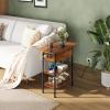 imageWLIVE End Table with Charging Station Flip Top Side Table with Storage Shelf Sofa Couch Table with USB Ports and Outlets Narrow Bedside Table for Living Room Bedroom 1181quotD x 2362quotW x 2433quotHRustic Brown