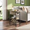 imageWLIVE End Table with Charging Station Flip Top Side Table with Storage Shelf Sofa Couch Table with USB Ports and Outlets Narrow Bedside Table for Living Room Bedroom 1181quotD x 2362quotW x 2433quotHGreige