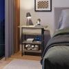 imageWLIVE End Table with Charging Station Flip Top Side Table with Storage Shelf Sofa Couch Table with USB Ports and Outlets Narrow Bedside Table for Living Room Bedroom 1181quotD x 2362quotW x 2433quotHGreige