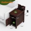 imageWLIVE End Table with Charging Station Side Table with USB Ports and Outlets Narrow Side Table for Small Spaces Living Room Couch Nightstand with Storage BrownEspresso