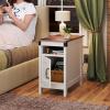 imageWLIVE End Table with Charging Station Side Table with USB Ports and Outlets Narrow Side Table for Small Spaces Living Room Couch Nightstand with Storage BrownWhite