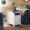 imageWLIVE End Table with Charging Station Side Table with USB Ports and Outlets Narrow Side Table for Small Spaces Living Room Couch Nightstand with Storage BrownWhite