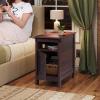 imageWLIVE End Table with Charging Station Side Table with USB Ports and Outlets Narrow Side Table for Small Spaces Living Room Couch Nightstand with Storage BrownEspresso