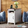 imageWLIVE End Table with Charging Station Side Table with USB Ports and Outlets Narrow Side Table for Small Spaces Living Room Couch Nightstand with Storage BrownWhite