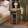 imageWLIVE End Table with Charging Station Side Table with USB Ports and Outlets Narrow Side Table for Small Spaces Living Room Couch Nightstand with Storage BrownGreige